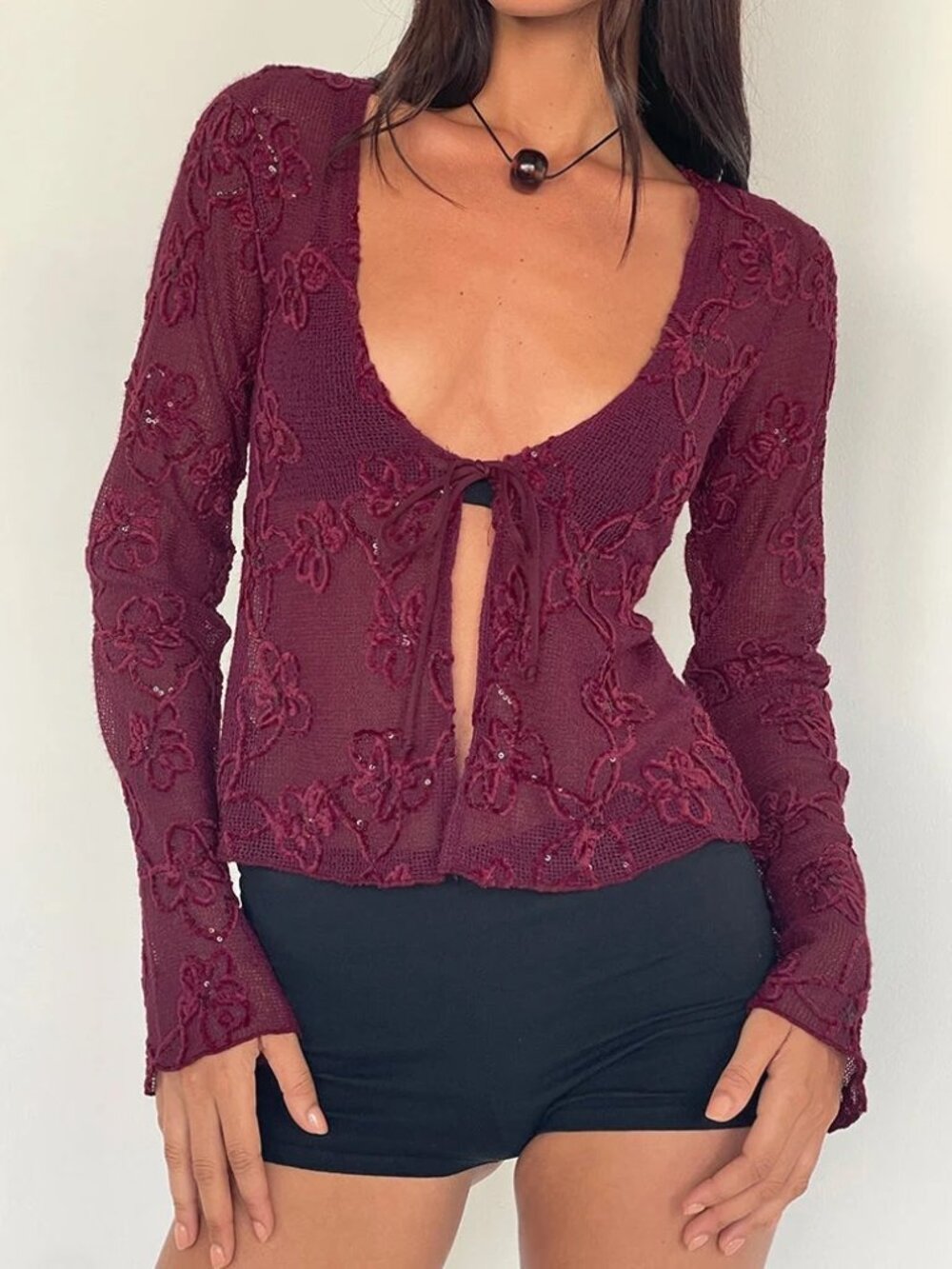 NWT Motel Tie-front Sequin Knit Cardigan